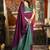 Magenta cotton blend saree with contrast pallu & unstiched blouse piece
