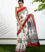 Floral printed pure cotton saree