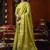 Lime green tissue silk blend saree with cow butta weaving work