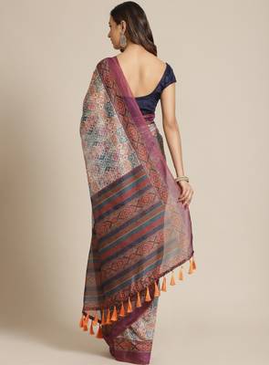 Ethnic motifs digital print saree 2