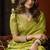 Lime green tissue silk blend saree with cow butta weaving work