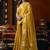 Mustard tissue silk blend saree with cow butta weaving work