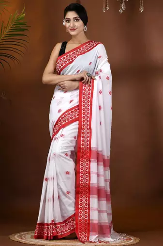 Ethnic motifs woven design pure cotton taant saree
