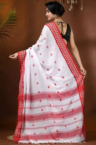 Ethnic motifs woven design pure cotton taant saree