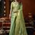 Sea green tissue silk blend saree with cow butta weaving work