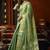 Sea green tissue silk blend saree with cow butta weaving work
