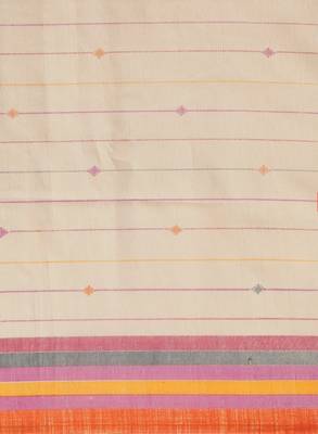 Beige art silk striped bagru saree 3