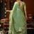 Sea green tissue silk blend saree with cow butta weaving work