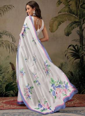 Floral satin digital print saree 2