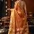 Orange tissue silk blend saree with cow butta weaving work