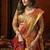 Orange tissue silk blend saree with cow butta weaving work