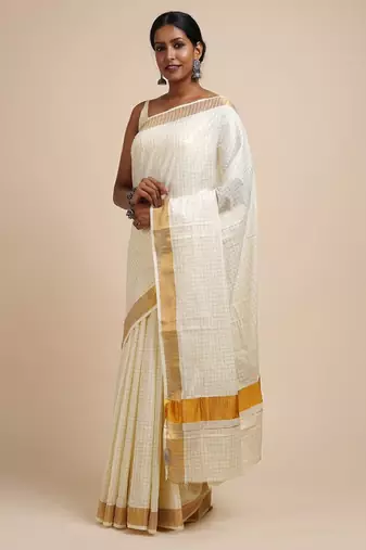 Zari cotton kasavu saree