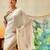 Floral printed zari silk ready to wear kasavu saree