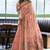 Peach floral printed linen jacquard saree with unstiched blouse piece