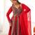 Red embroidered blooming georgette anarkali gown set