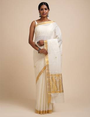 Zari cotton kasavu saree 1