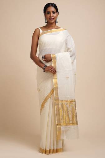 Zari cotton kasavu saree