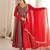 Red embroidered blooming georgette anarkali gown set
