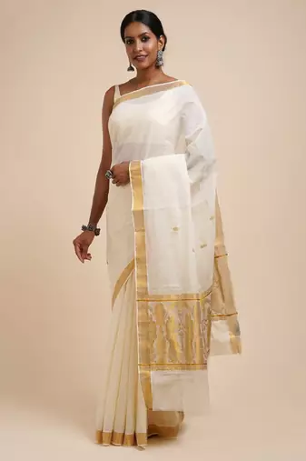 Zari cotton kasavu saree