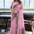 Pink floral printed linen jacquard saree with unstiched blouse piece