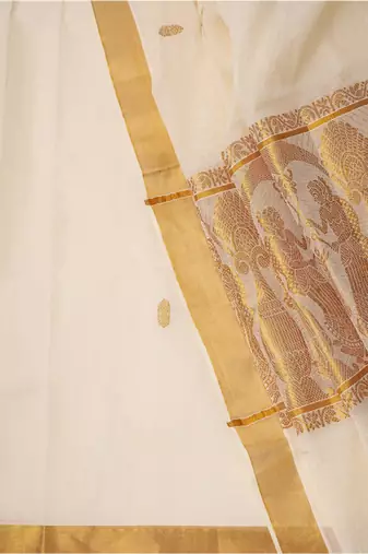 Zari cotton kasavu saree