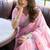 Pink floral printed linen jacquard saree with unstiched blouse piece
