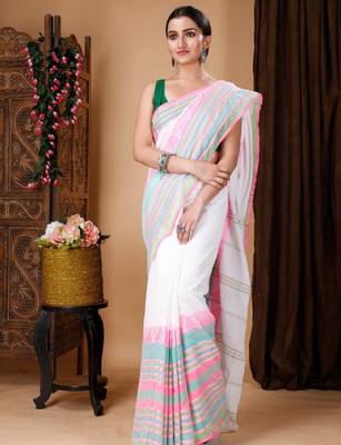 Woven design ethnic motifs cotton saree 1