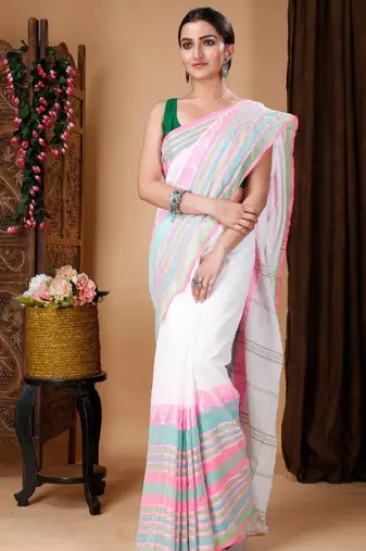Woven design ethnic motifs cotton saree