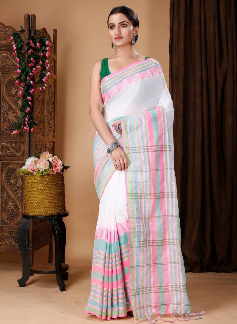 Woven design ethnic motifs cotton saree
