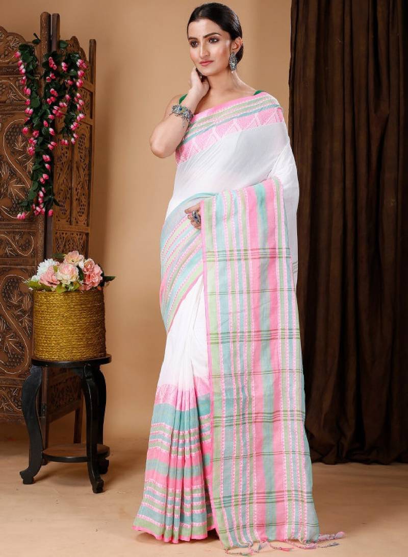 Woven design ethnic motifs cotton saree