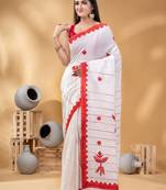 Geometric woven design pure cotton taant saree