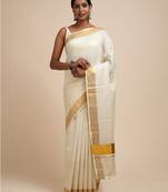 Striped zari kasavu saree
