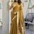 Mustard cotton blend jacquard saree with traditional paithani pallu