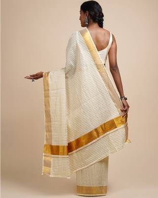 Striped zari kasavu saree 3