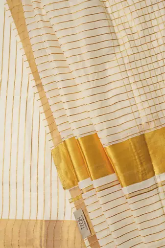 Striped zari kasavu saree