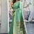 Sea green cotton blend jacquard saree with traditional paithani pallu