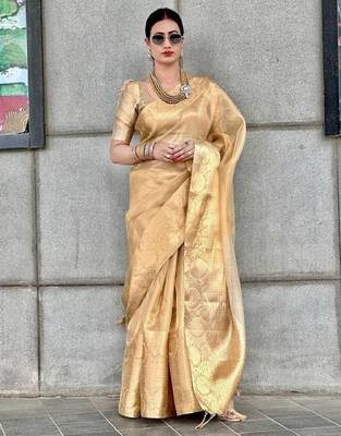 Embellished zari tissue designer kanjeevaram saree 1