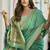 Sea green cotton blend jacquard saree with traditional paithani pallu