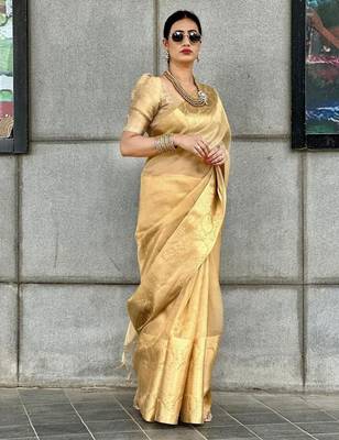 Embellished zari tissue designer kanjeevaram saree 2