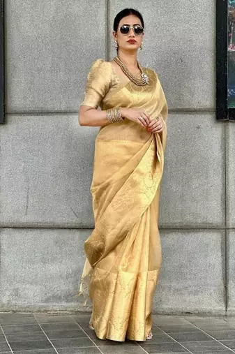 Embellished zari tissue designer kanjeevaram saree