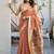 Peach cotton blend jacquard saree with traditional paithani pallu
