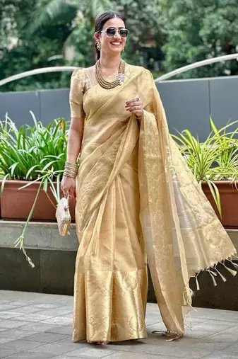 Embellished zari tissue designer kanjeevaram saree