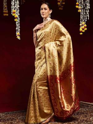 Ethnic motifs zari  kanjeevaram saree 2