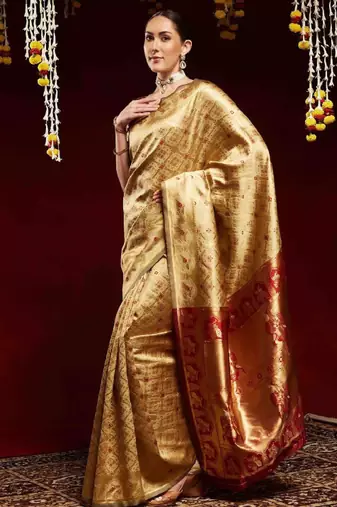 Ethnic motifs zari  kanjeevaram saree