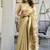 Beige cotton blend jacquard saree with traditional paithani pallu