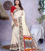 Ethnic motifs printed mysore silk saree