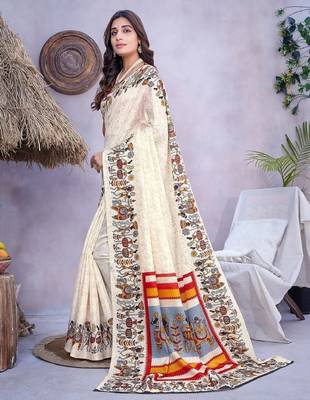 Ethnic motifs printed mysore silk saree 2