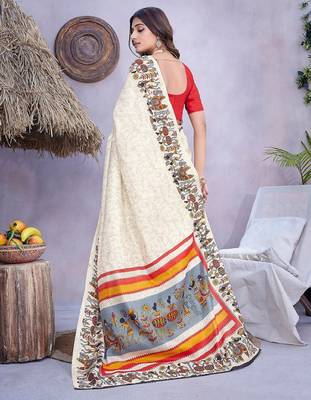 Ethnic motifs printed mysore silk saree 3