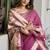 Onion pink cotton blend jacquard saree with traditional paithani pallu