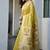 Lemon yellow cotton blend jacquard saree with traditional paithani pallu